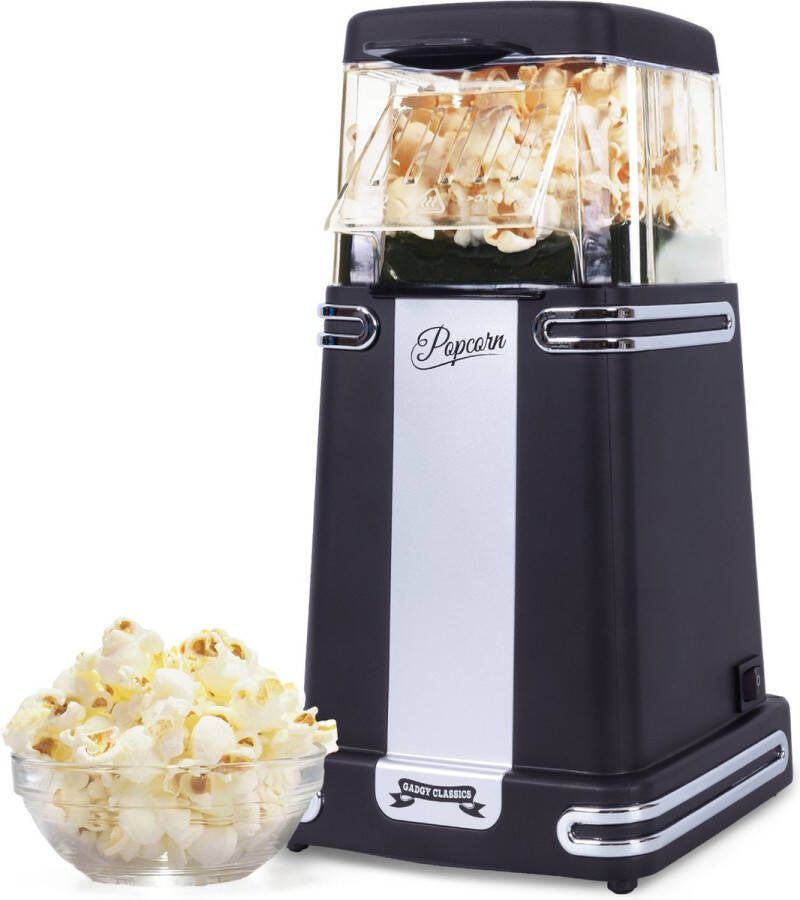 Gadgy Retro Hot Air Popcorn Maker Black 26.5x14cm Funcooking for Party & Kids